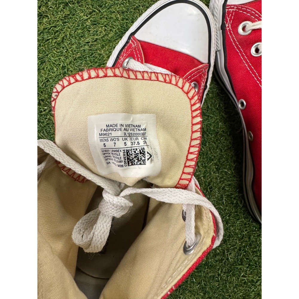 Converse Chuck Taylor All Star High Top Red Canvas Sneakers M9621 Men 5 Womens 7 - Picture 4 of 5